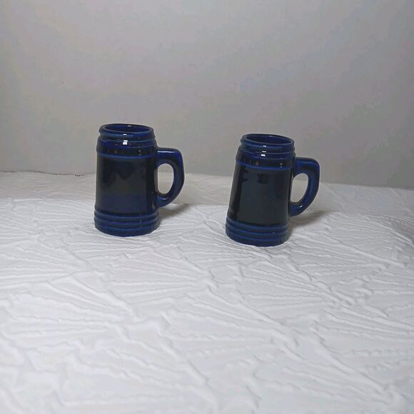 Mini Mug Cobalt Blue Stoneware Unsigned - Picture 1 of 9
